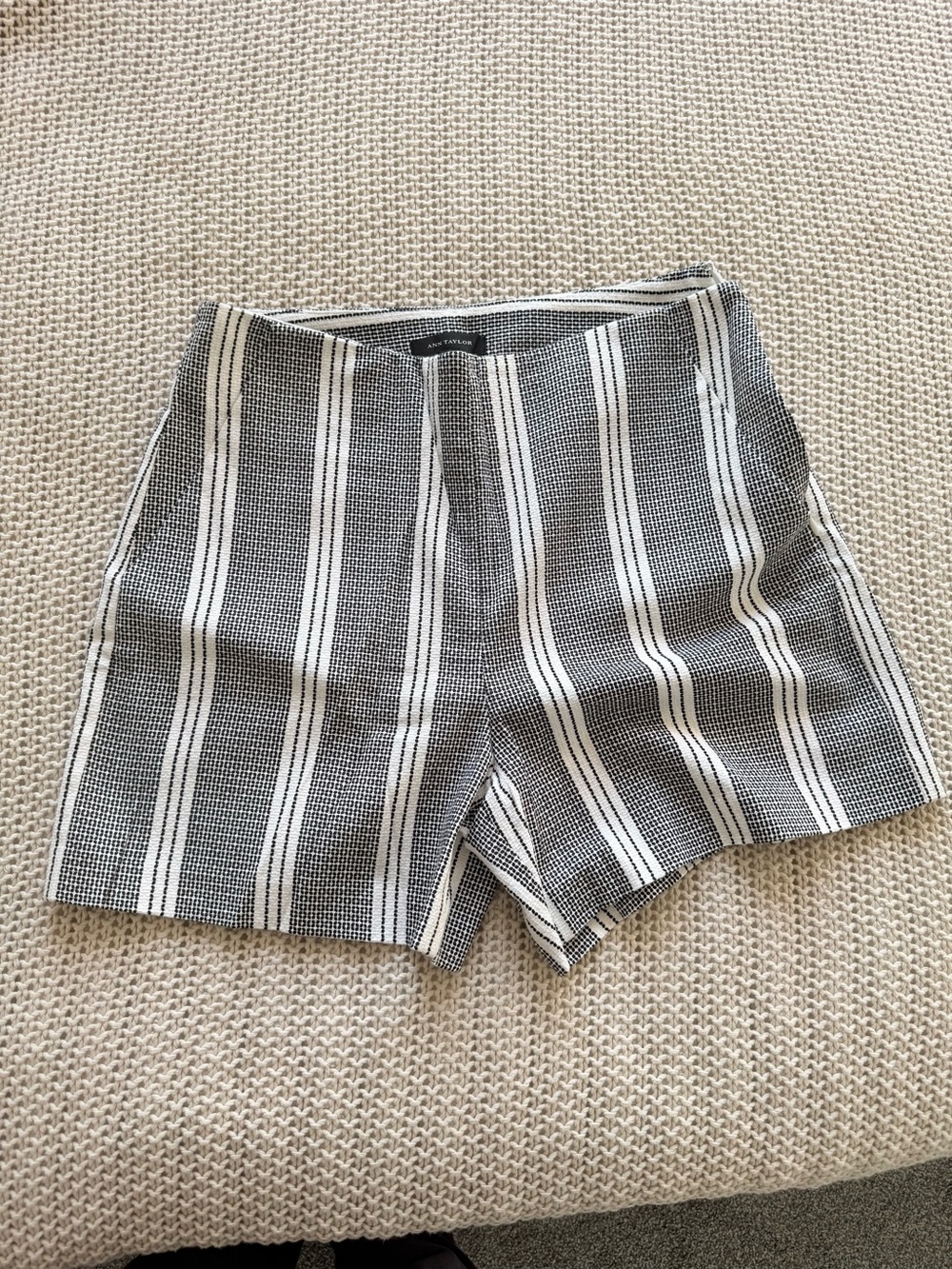 Ann Taylor Black & White Vertical Stripe Bermuda Shorts